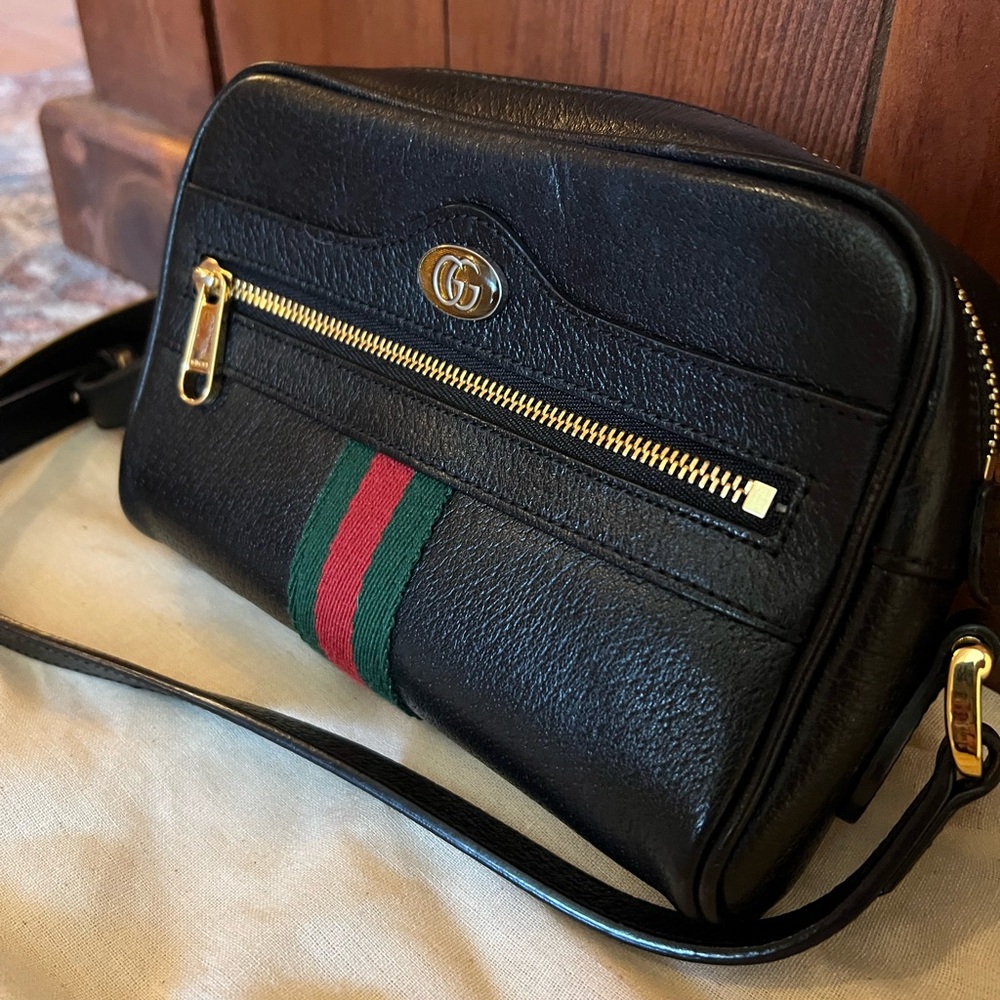 Gucci BLACK MINI OPHIDIA SHOULDER BAG